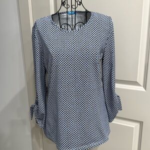 J Mc Laughlin Tee - Navy Blue - woman Size S 3/4 Length Sleeve